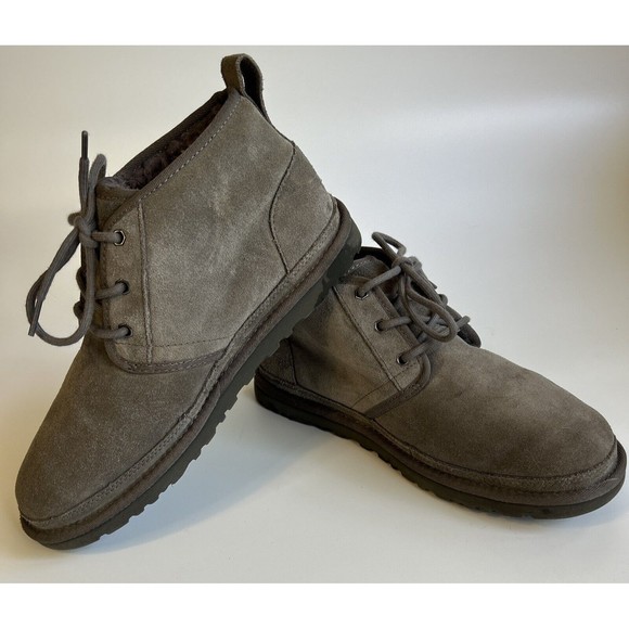 UGG 'Neumel' Gray Sheepskin Shearling Lined Chukka Boots Men's Sz. 9 - Picture 1 of 10